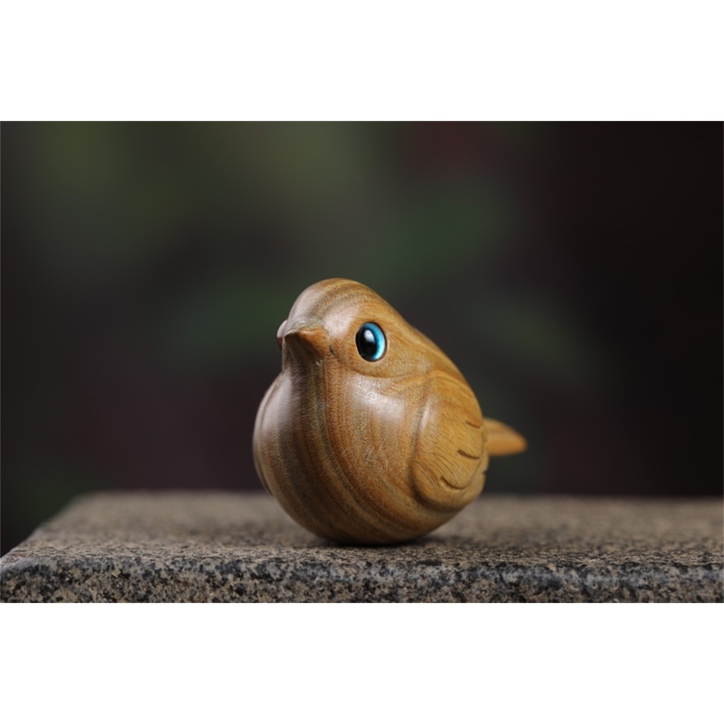 Chú Chim Nhỏ Bằng Gỗ Đàn Hương Chạm Khắc Thủ Công Kích Thước 7X3.8Cm
