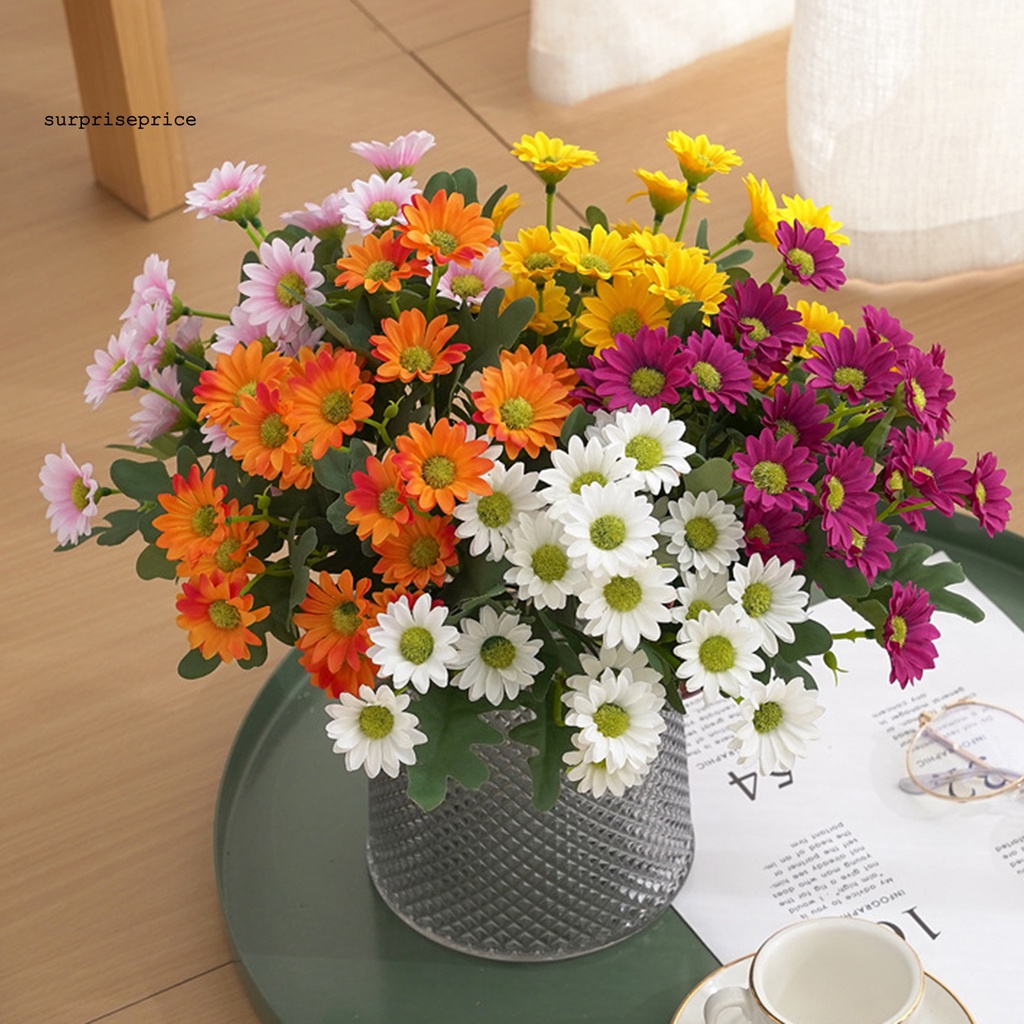 1 bó hoa giả 7 nhánh bằng lụa nhân tạo nhiều màu sắc không được sử dụng cho sân vườn