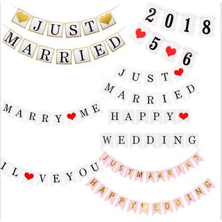 [NEW] Dây chữ HAPPY WEDDING trắng đen cổ điển