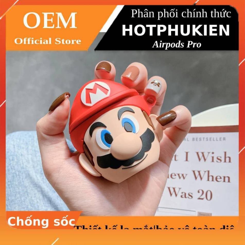 Bao case silicon chống sốc cho tai nghe Apple Airpods Pro kiểu dáng Super Mario hiệu HOTCASE - Hàng chính hãng