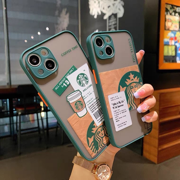 Ốp Điện Thoại Acrylic Nhám Chống Rơi Họa Tiết Starbucks Chất Lượng Cao Cho Iphone12 Iphone13 Pro