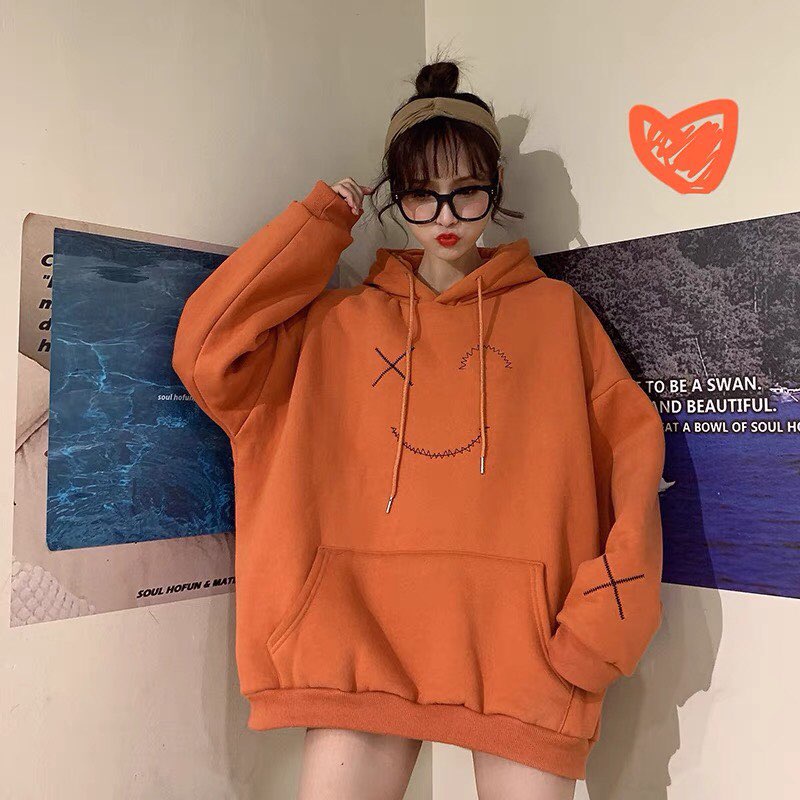Áo hoodie mặt cười mắt x