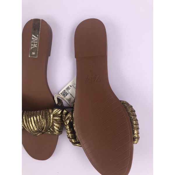 Zara Dép bệt đính nơ nhũ