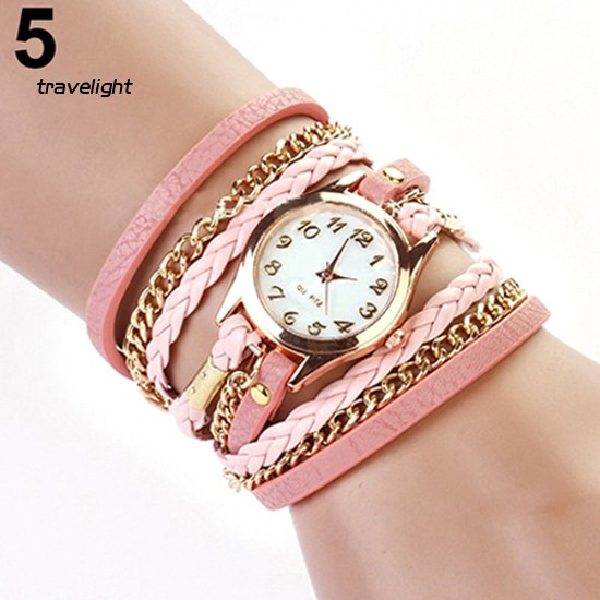 Đồng Hồ Đeo Tay Dây Da Bện Nhiều Lớp Phong Cách Vintage Thời Trang Cho Nữ