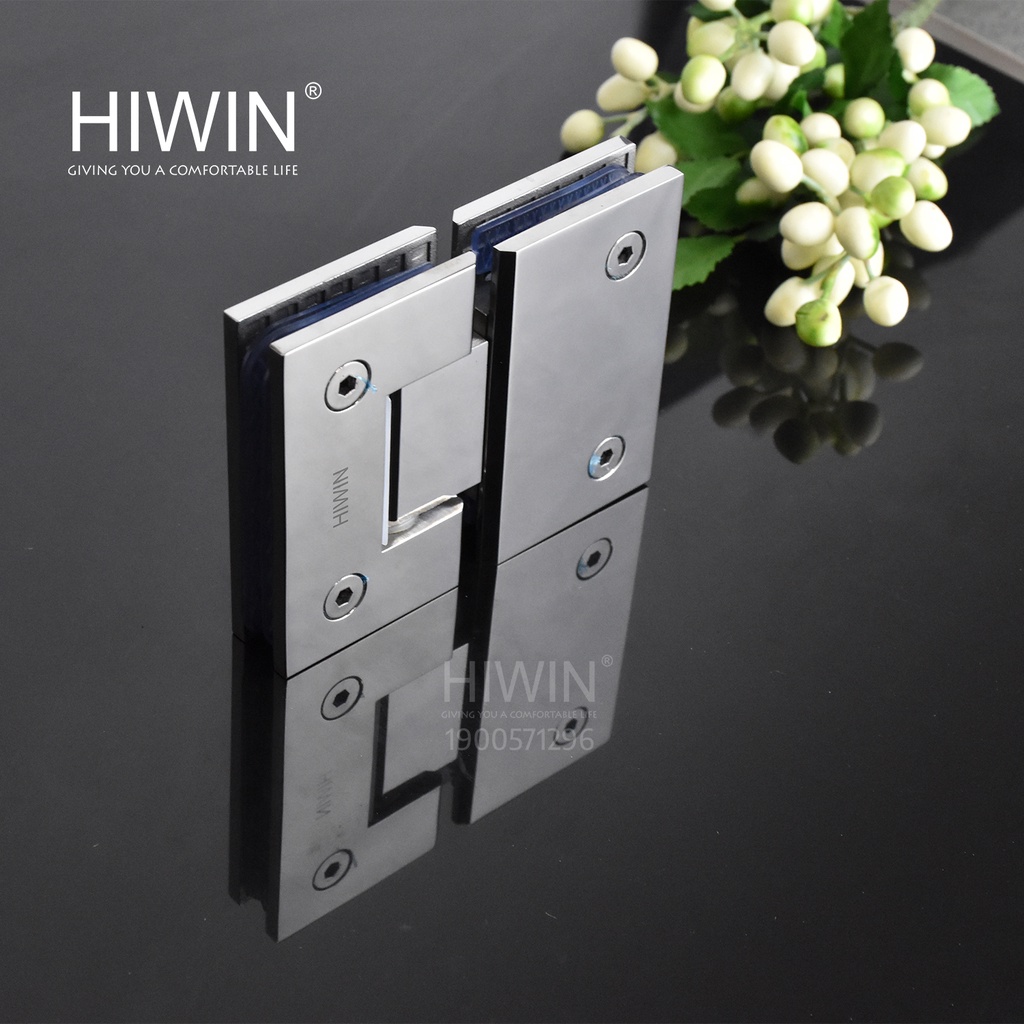 Bản lề phòng tắm kính 180 độ cân mặt gương inox 304 Hiwin HG-012