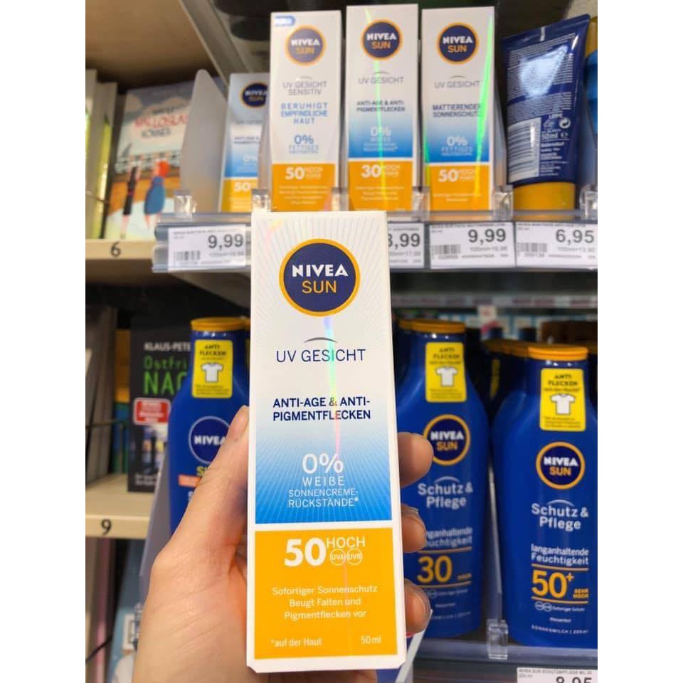 Kem chống nắng mặt Nivea sun SPF 50 HÀNG CHUẨN ĐỨC