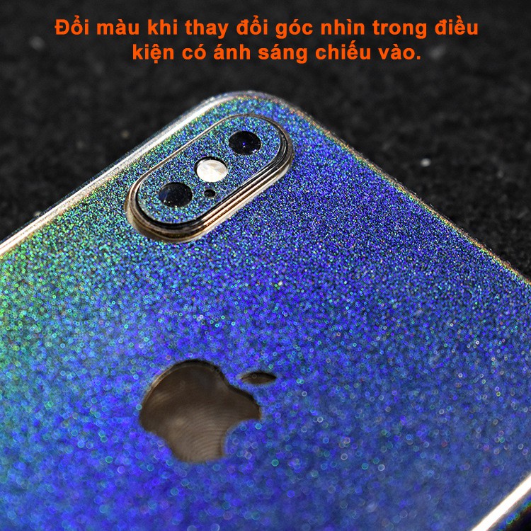 Dán mặt lưng iphone full viền kim tuyến đổi màu 3D đẹp mắt