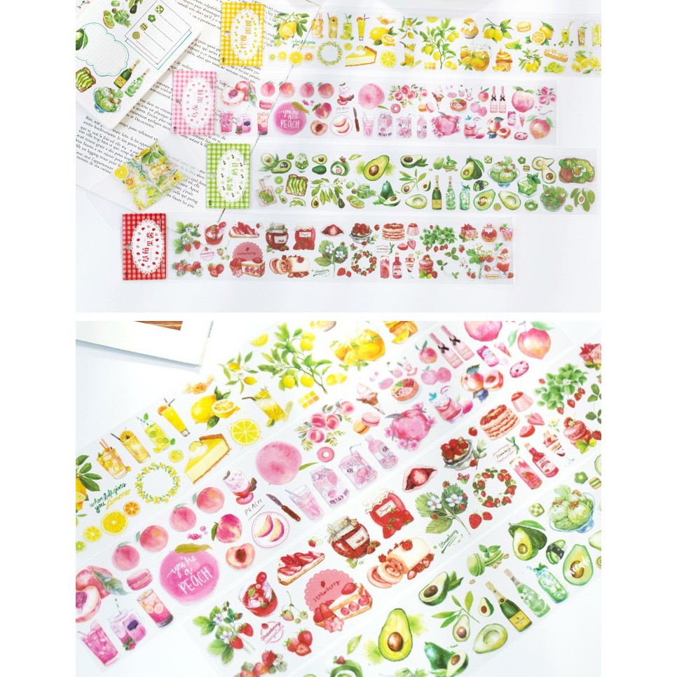 [TẶNG TẤM CHIẾT TAPE] Băng dính trái cây trong suốt dạng tấm WT302