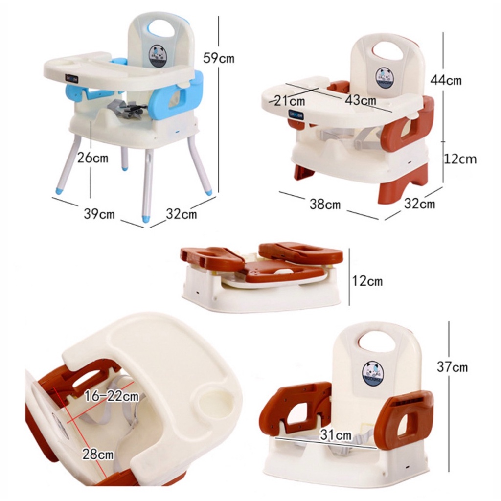 Ghế ăn dặm cho bé 3in1 gấp gọn kèm Chân Sắt giới hạn cân nặng tới 30kg