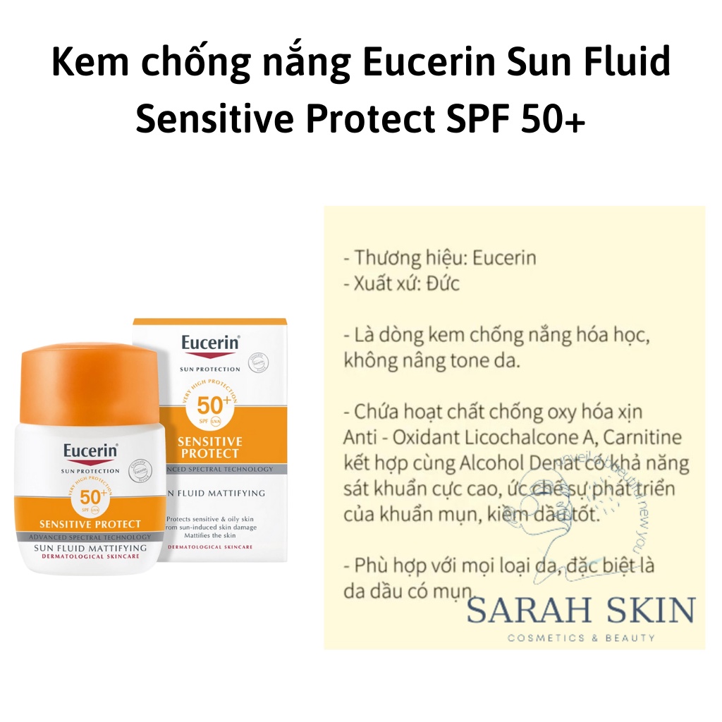 Kem chống nắng Eucerin Sun Fluid Sensitive Protect SPF 50+