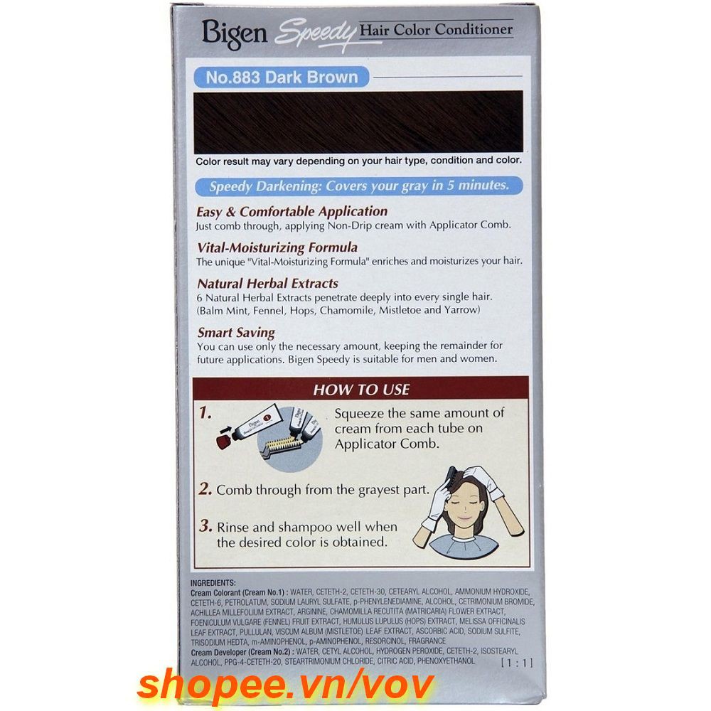 Thuốc Nhuộm Tóc Bigen 883 Nâu Sẫm  Speedy Hair Color Conditioner 100% chính hãng.