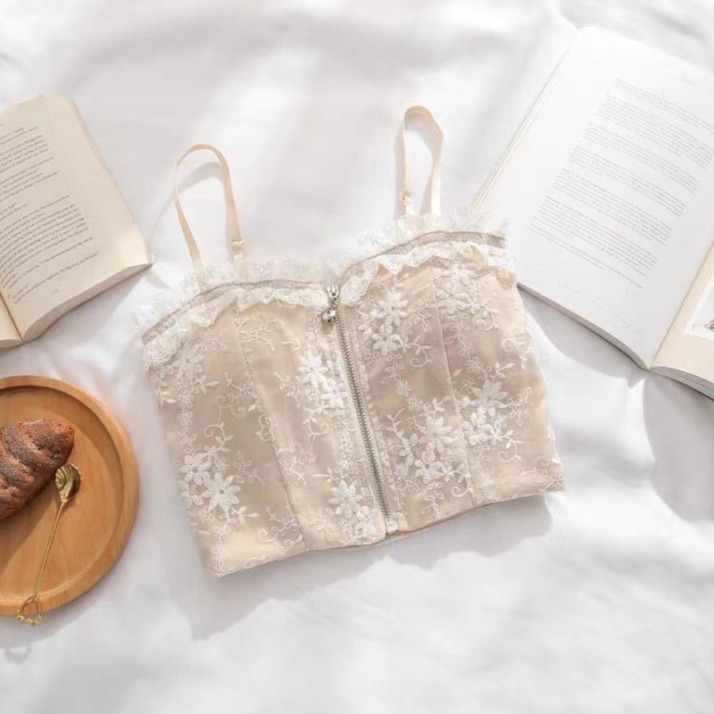 Áo Crop Top Không Tay Có Khóa Kéo Phía Trước Thời Trang Mùa Hè Cho Nữ