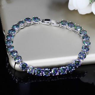 Vòng tay mạ bạc 925 đính đá topaz cầu vồng hoàn hảo 0.5 carat thời trang dành cho nữ