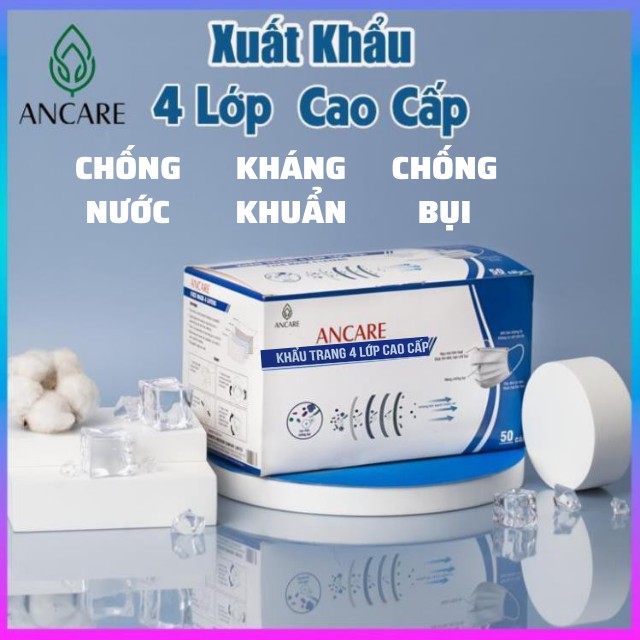 [ 🛵FREESHIP 🎡CHỨNG NHẬN FDA ] Khẩu Trang Y Tế 4 Lớp Cao Cấp Ancare Hộp 50c Kháng Khuẩn và Lọc Bụi Vượt Trội.