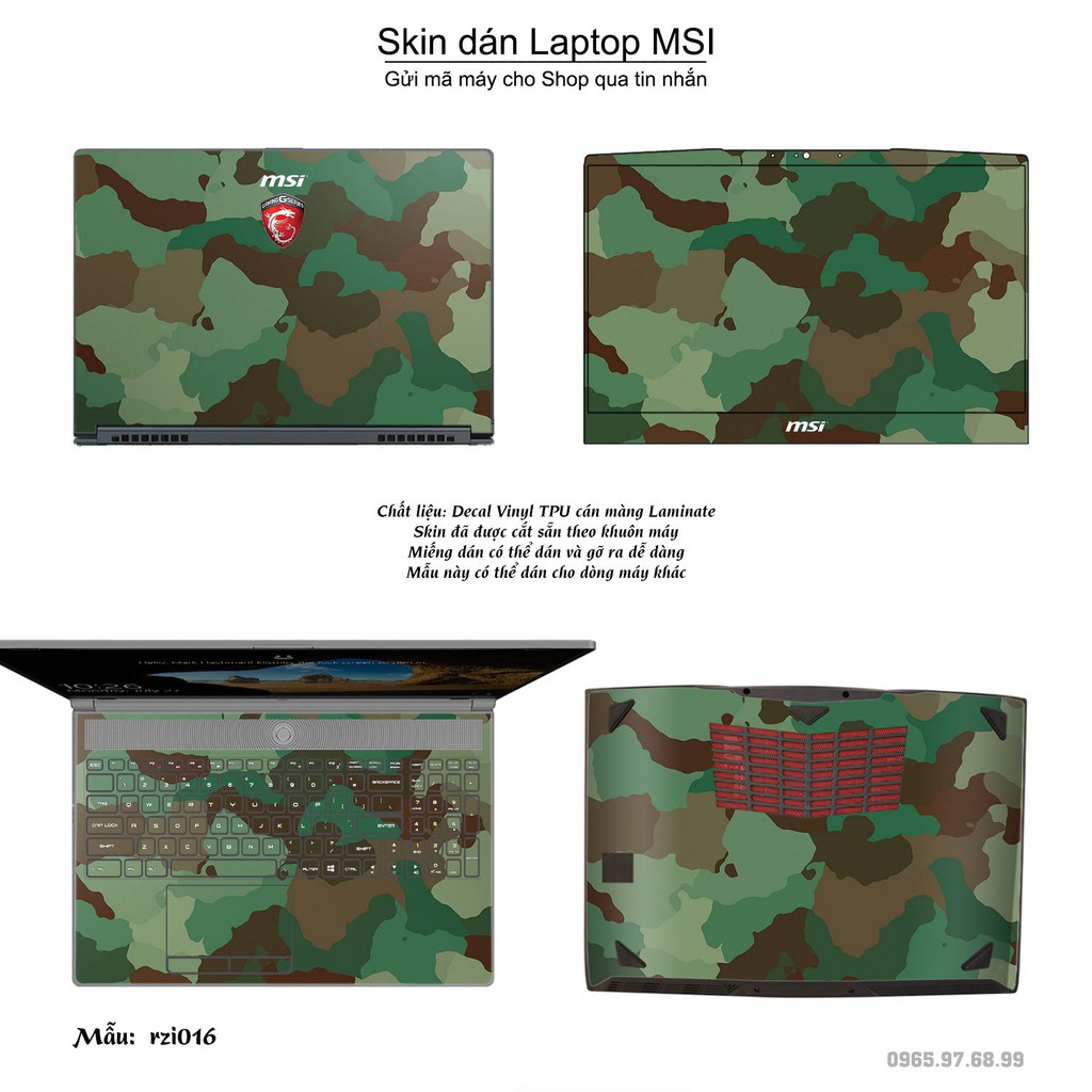 Skin dán Laptop MSI in hình rằn ri _nhiều mẫu 3 (inbox mã máy cho Shop)