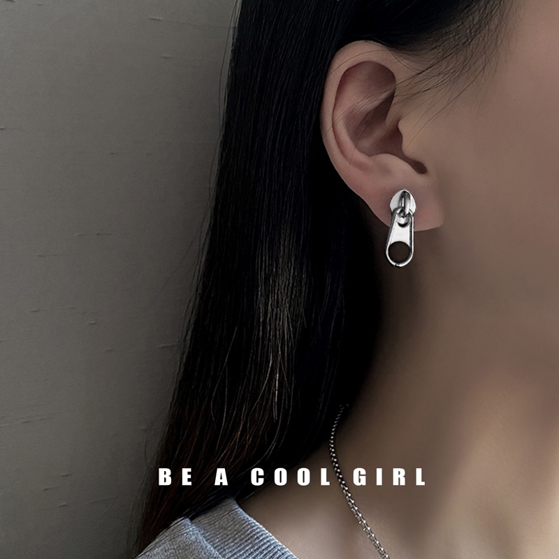 Bông tai thiết kế hình khóa kéo thời trang cá tính