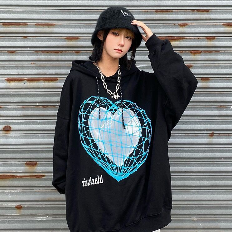 Áo Sweater tay dài in hình trái tim ba chiều size S-5XL cho nam và nữ