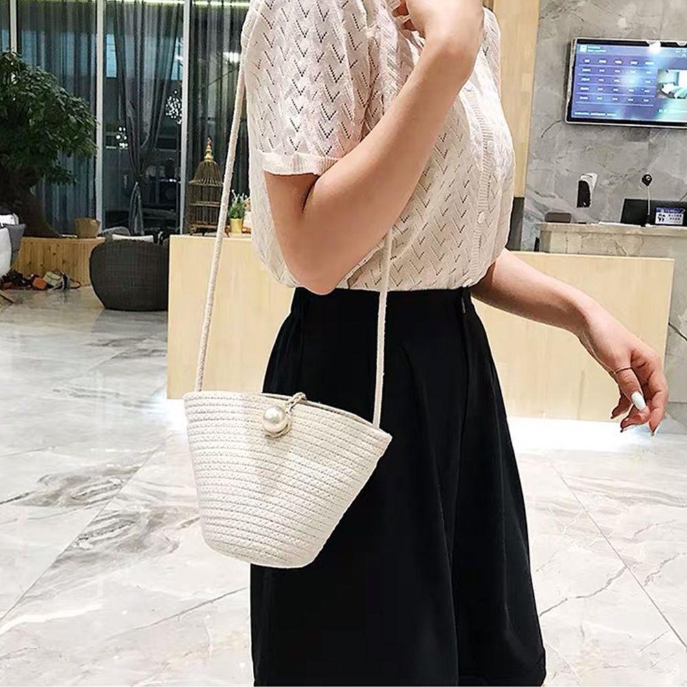 Túi Đeo Chéo Đan Lát Dễ Thương Phong Cách Hàn Quốc Cho Nữ