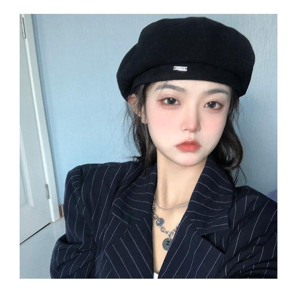 Lay Mũ Beret Dáng Baggy Có Thể Điều Chỉnh Giữ Ấm Mùa Thu Đông