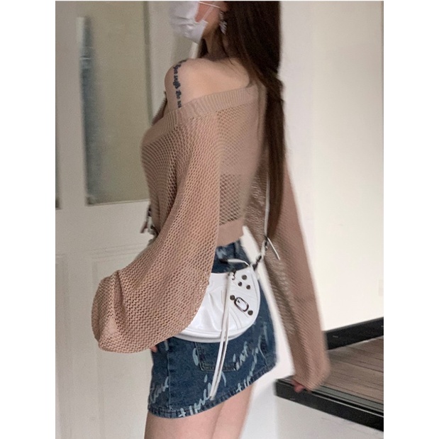 Áo Dệt Kim Tay Dài Dáng Rộng Phong Cách Hàn Quốc Thời Trang Cho Nữ