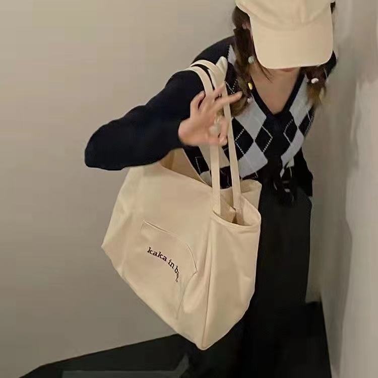 Túi du lịch túi đeo vai to cá tính túi tote canvas đi học đi chơi có dây kéo