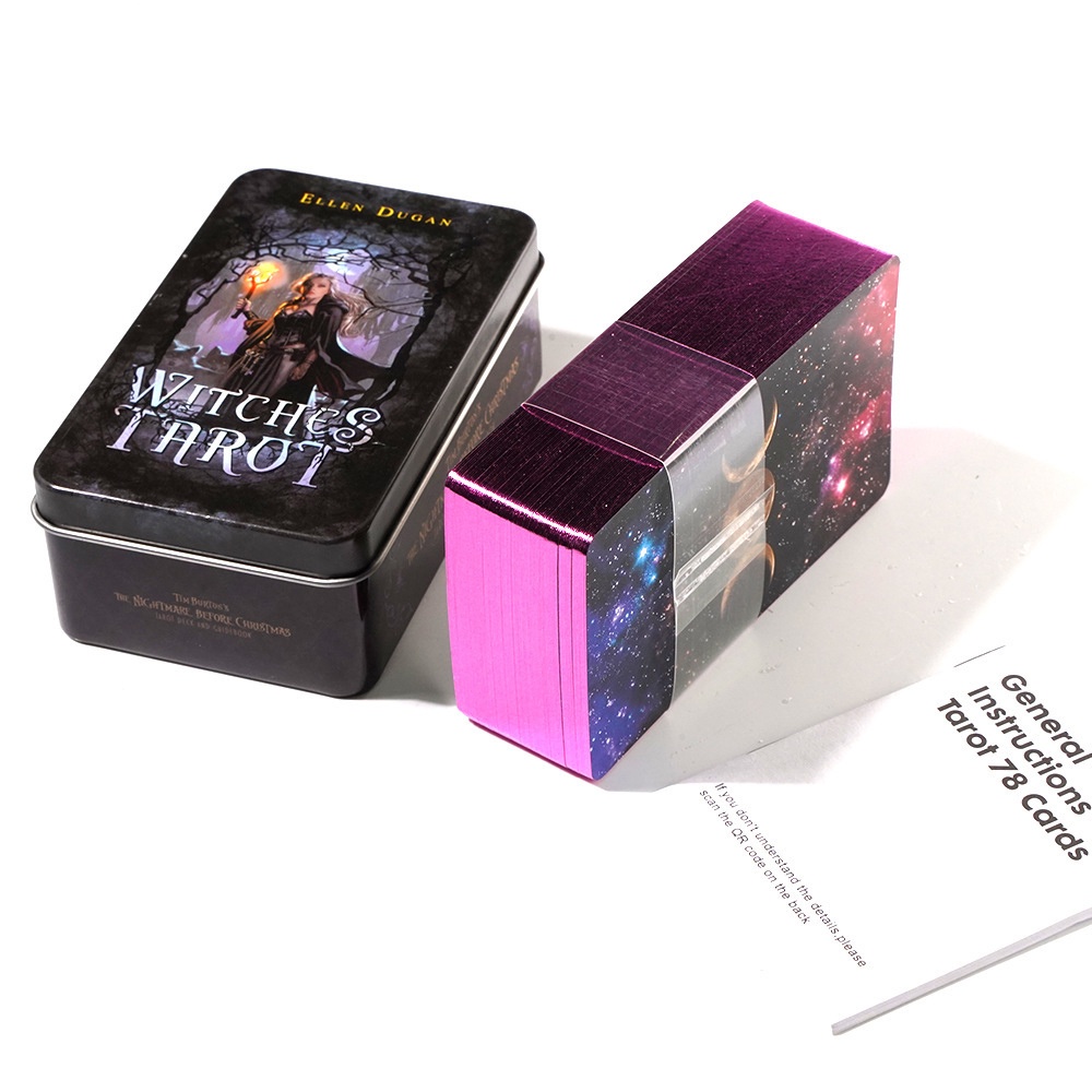 Bộ Bài Witches Tarot Hộp Thiếc Mạ Cạnh Hồng 78 Lá Tặng Link Tiếng Việt Và Đá Thanh Tẩy TH10