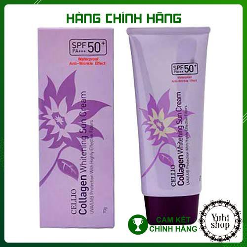 Kem Chống Nắng Cellio Tím - Kem Chống Nắng Cellio Collagen Whitening Sun Cream 70g Chính Hãng Hàn Quốc - New