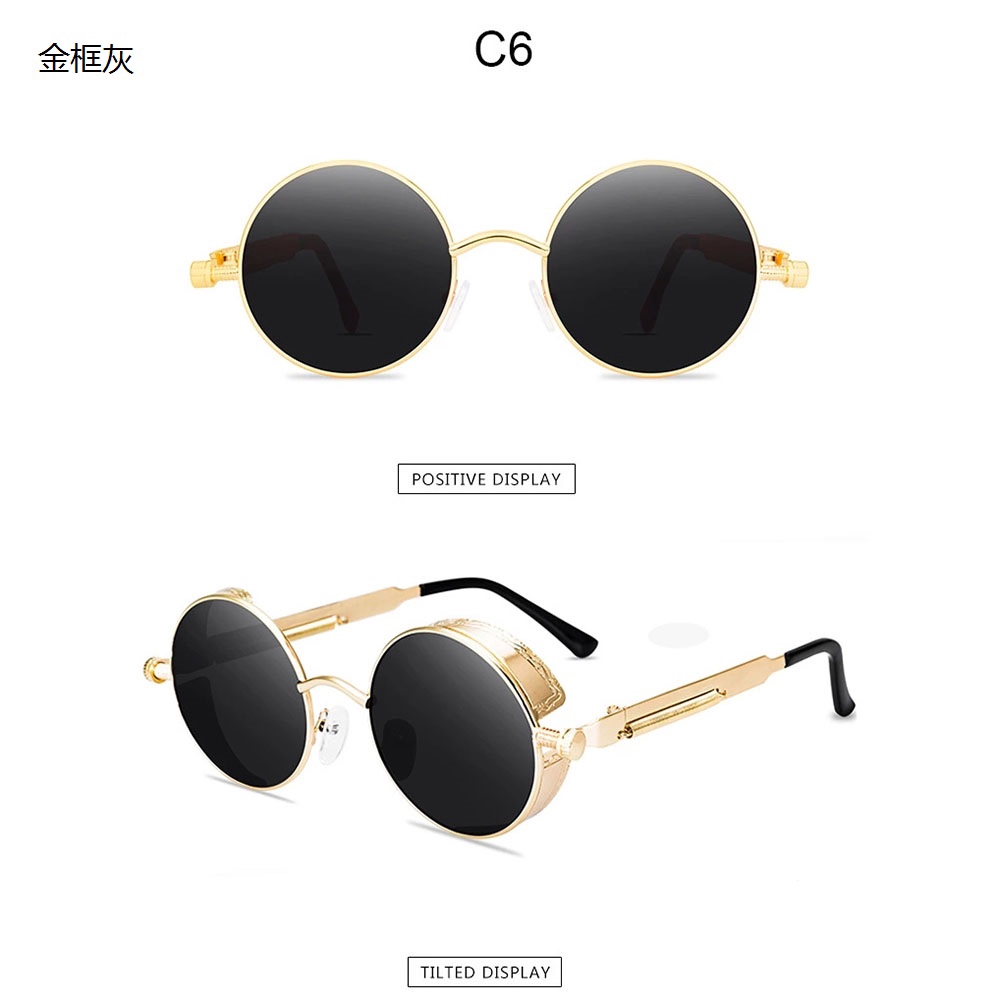 Kính Mát Tròn Phân Cực Phong Cách Steampunk Cho Nam Và Nữ