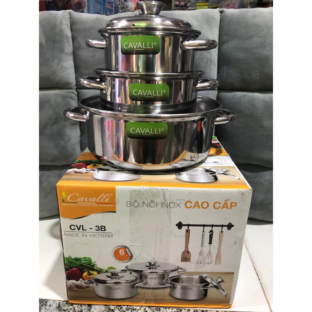 Bộ Nồi Cavalli CVL-3B - Bộ 3 Nồi Inox CAVALLI CVL-3B
