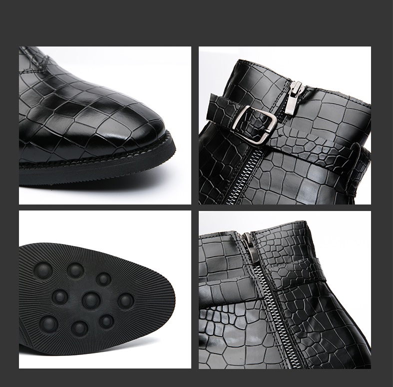 Giày boot cổ cao họa tiết da cá sấu thiết kế mới thoáng khí năng động thời trang dành cho nam