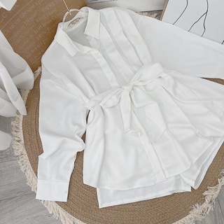 SET SƠ MI TRẮNG XẾP LY BO EO + SHORT