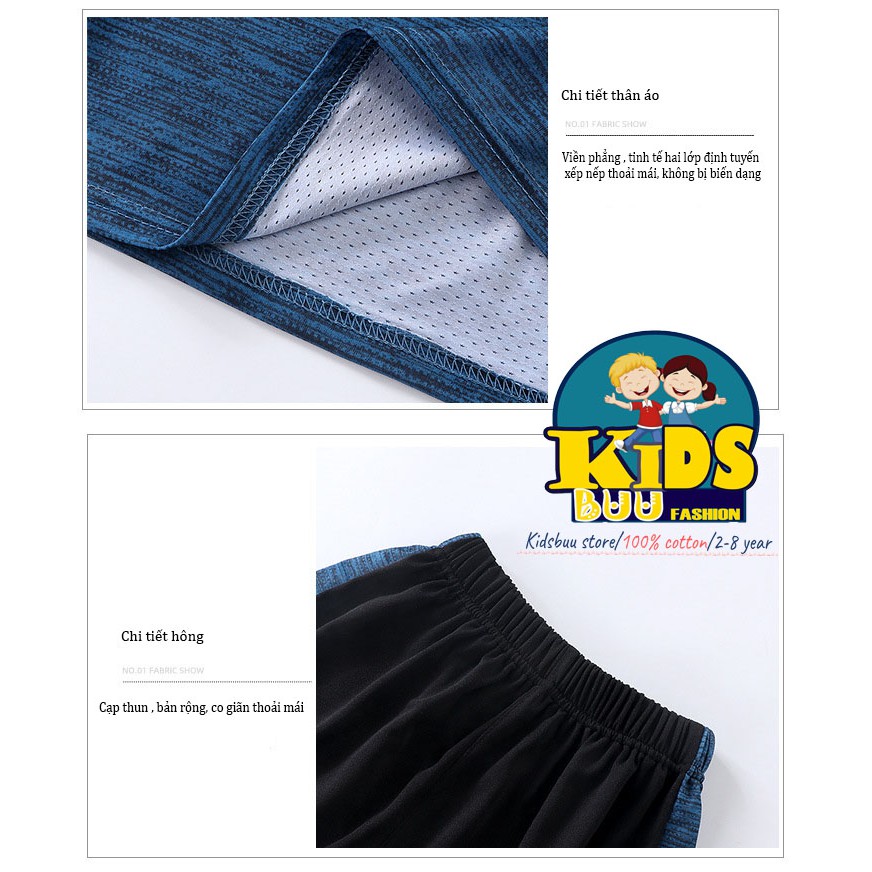 Set đồ bộ thể thao cộc tay cho bé trai và gái 11-36 kg thoáng mát, thấm hút,đẹp