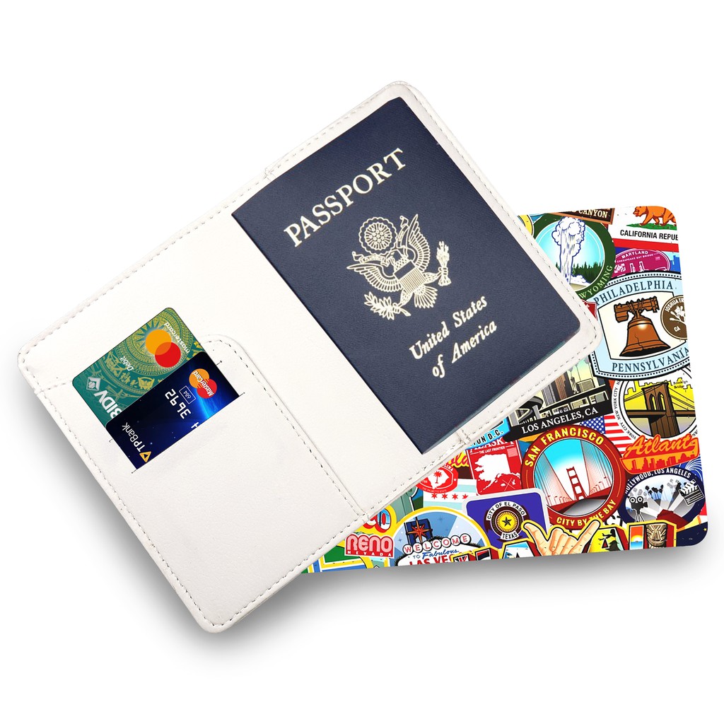 Ví Đựng Passport du lich New York City - Thiết Kế Trẻ Trung - Đa Năng Tiện Lợi - Bao Da Hộ Chiếu Stickers Cover - PPT125