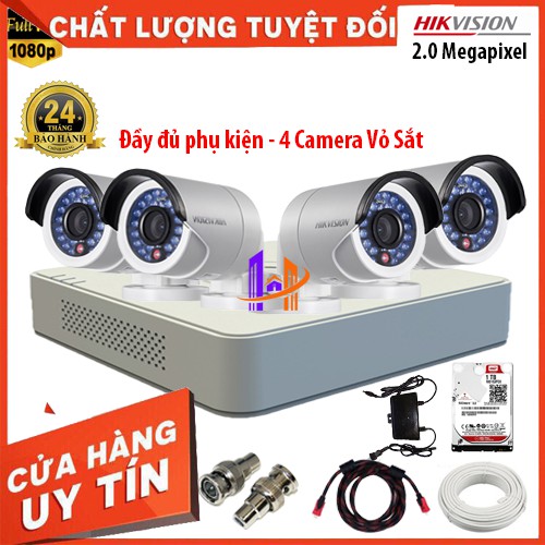 [NHÀ PHÂN PHỐI] Trọn bộ 4 Camera Hikvision 2M DS-2CE16D0T-IR - Camera Full HD Ngoài Trời Thân Sắt, Độ Nét Cao, Giá Rẻ | WebRaoVat - webraovat.net.vn