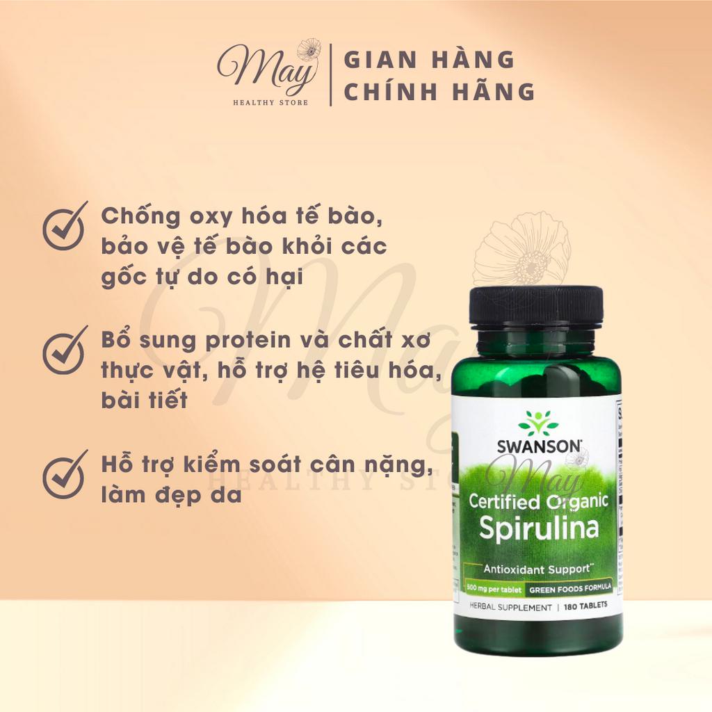 Viên Uống Swanson Certified Organic Spirulina Tảo Xoắn Hữu Cơ Chống Oxy Hóa