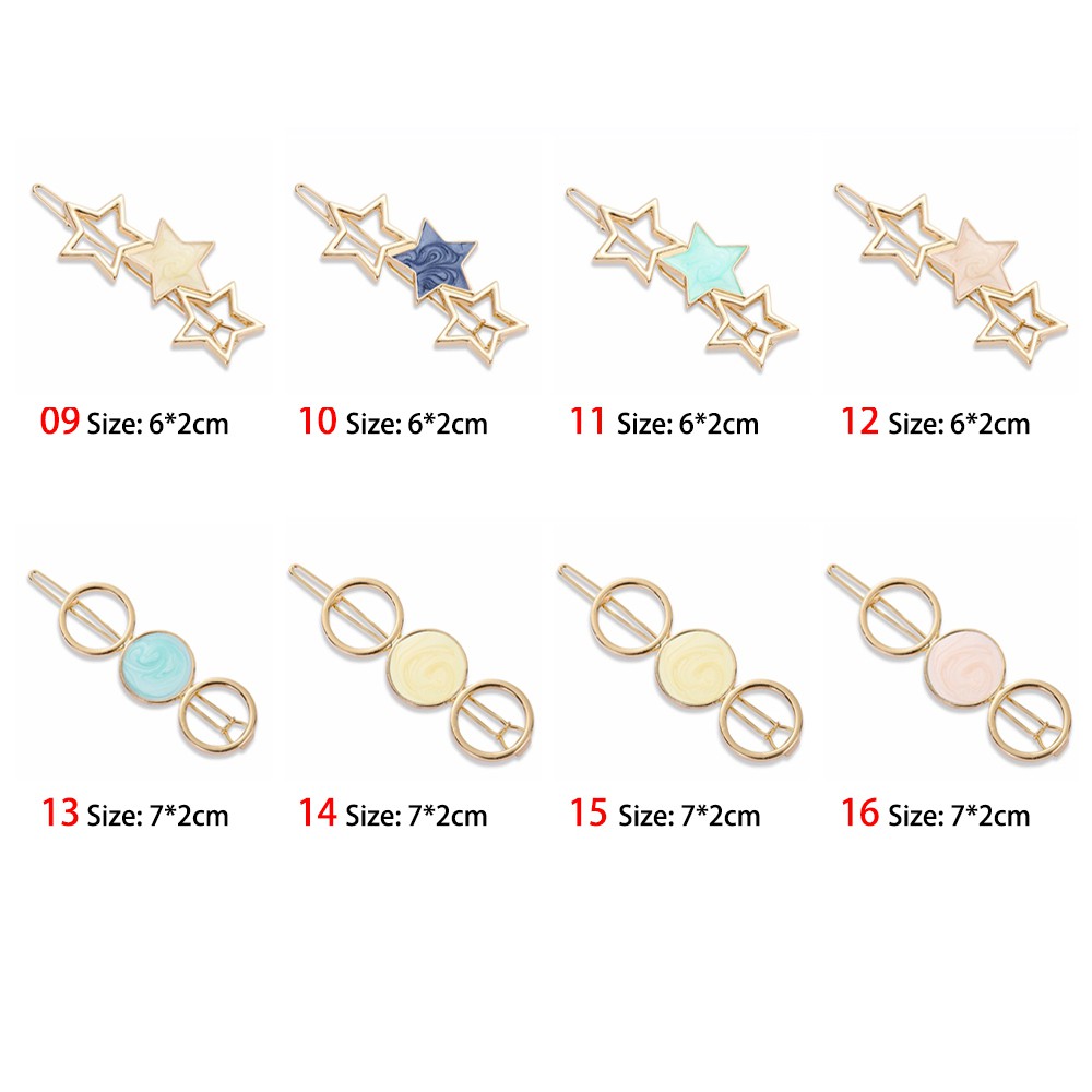 Kẹp tóc hợp kim hình tròn / ngôi sao dễ thương dành cho nữ