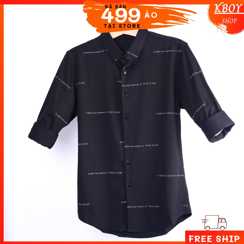 Áo sơ mi tay dài, cổ bẻ họa tiết ĐƠN GIẢN ,hàng quãng châu cao cấp / cá tính, trẻ trung,2 màu trắng,đen, Bigsize - 6674 | BigBuy360 - bigbuy360.vn