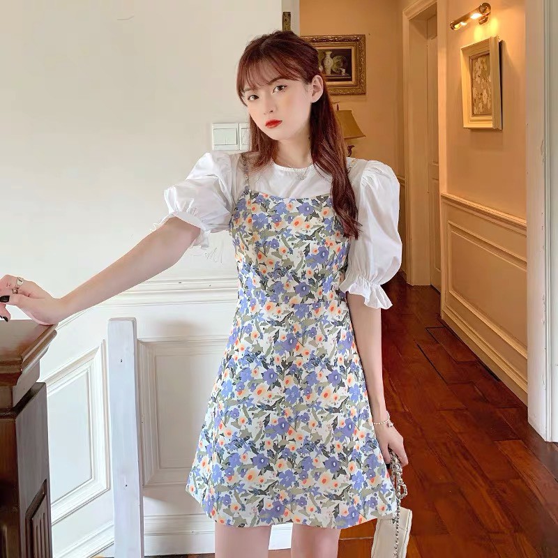 Đầm xoè giả yếm in hoa 3D đi biển, dạo phố , đi chơi  xinh xắn - Thời Trang VADA (Đ900) | BigBuy360 - bigbuy360.vn