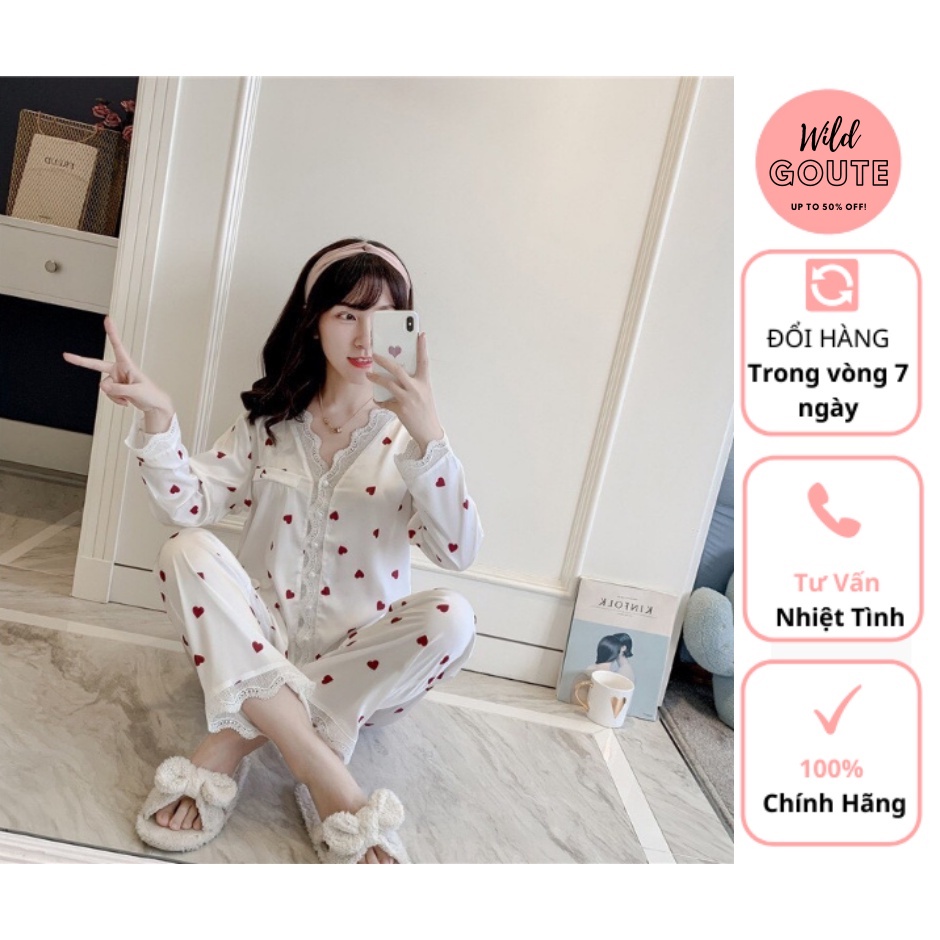 Bộ Trái Tim Viền Ren Chất Liệu Kate Trơn Đẹp Trẻ Trung Wild.Goute SP000806