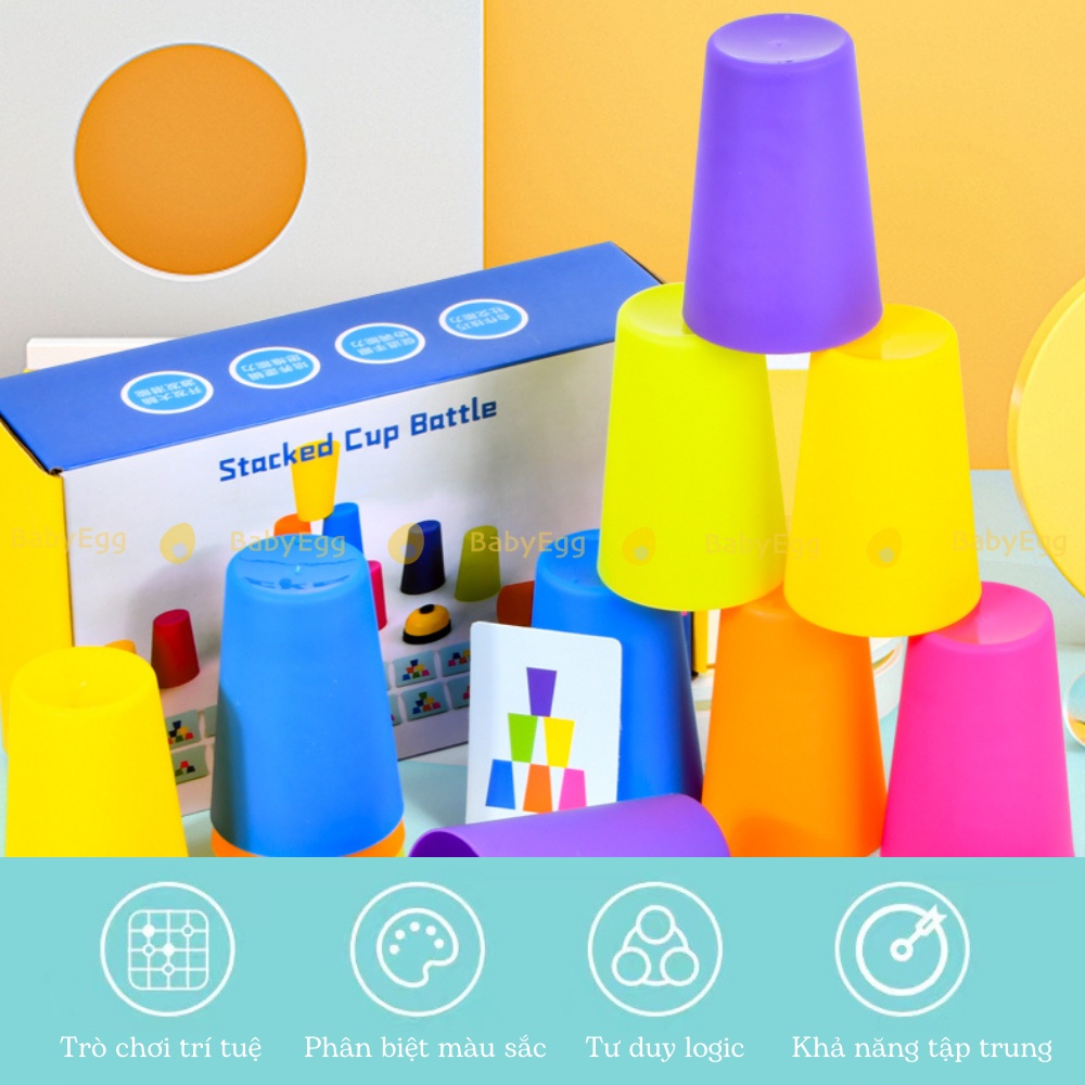 Bộ tháp xếp cốc - Stacked cup battle trò chơi boardgame nhóm cho bé trai bé gái 3 4 5 6 7 tuổi