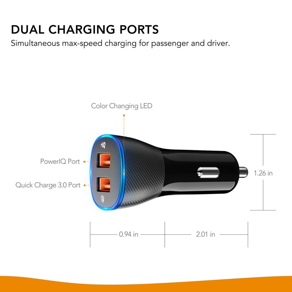 Tẩu sạc xe hơi Anker Roav 30W hai cổng USB Quick Charging QC3.0, xác định vị trí xe - AK-R5121 [Hoàn xu 8-15%]