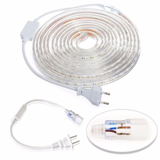 Bộ 10 mét đèn Led dây 5050/220V 1 màu ánh sáng trắng và 1 đầunối dây nguồn