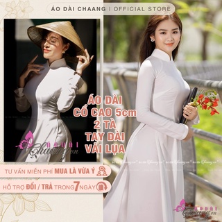 Áo dài trắng truyền thống CHAANG May sẵn áo dài lụa tằm, cổ cao 5cm tay dài đẹp