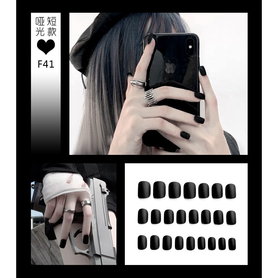 M&oacute;ng Tay Giả Nail Box Set 24 M&oacute;ng (TẶNG K&Egrave;M KEO) D&aacute;ng Vu&ocirc;ng M&agrave;u Trơn Nh&aacute;m Si&ecirc;u Xinh