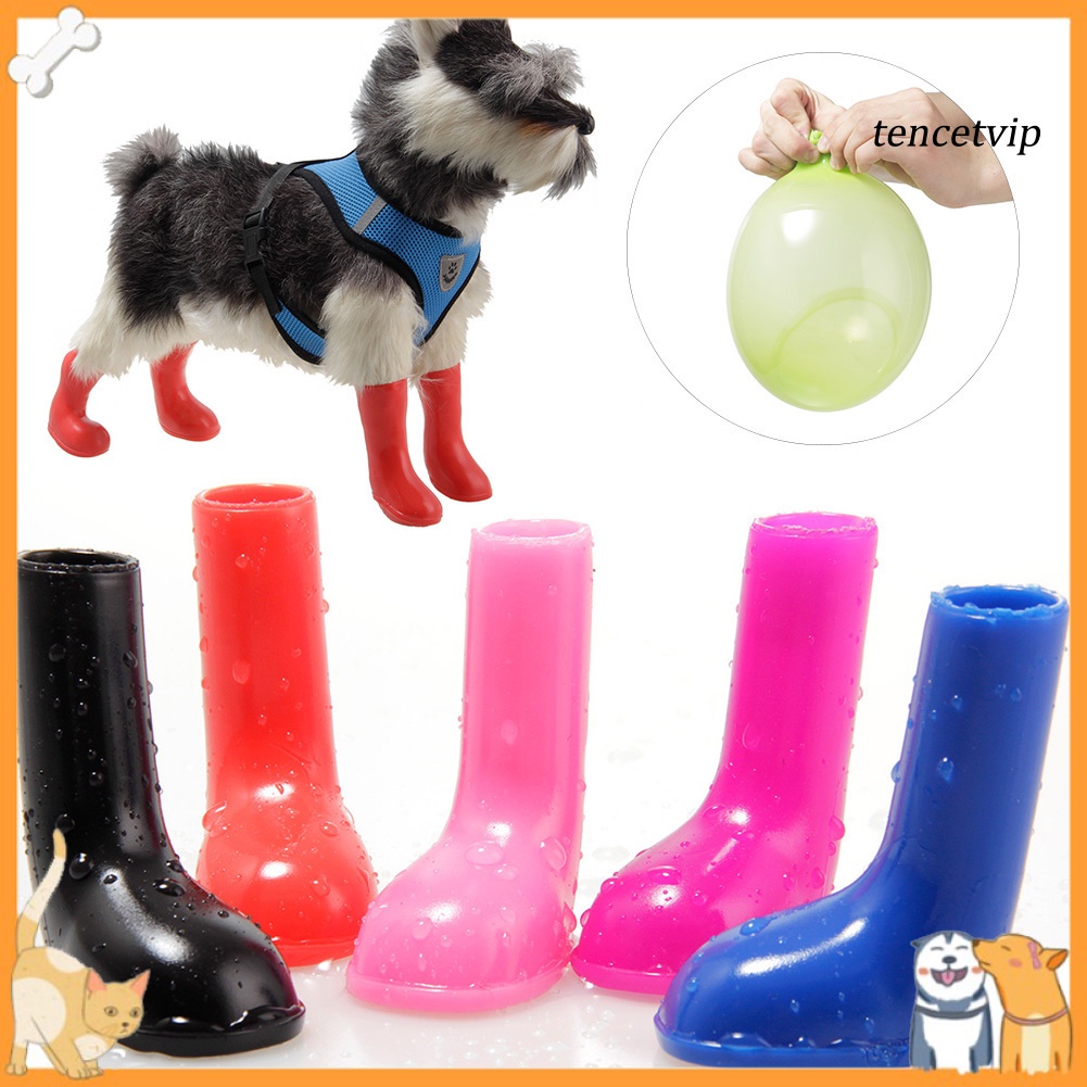 Bộ 4 Giày Bốt Đi Mưa Bảo Vệ Chống Trượt Chống Thấm Nước Cho Thú Cưng