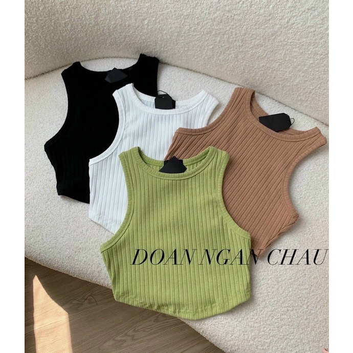 Áo ba lỗ croptop vạt xéo vải tăm B4 xinh