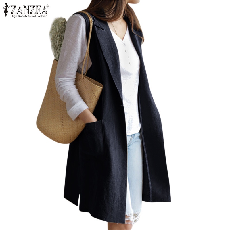 Áo ghi lê ZANZEA không tay size lớn kiểu dáng đơn giản thời trang cho nữ