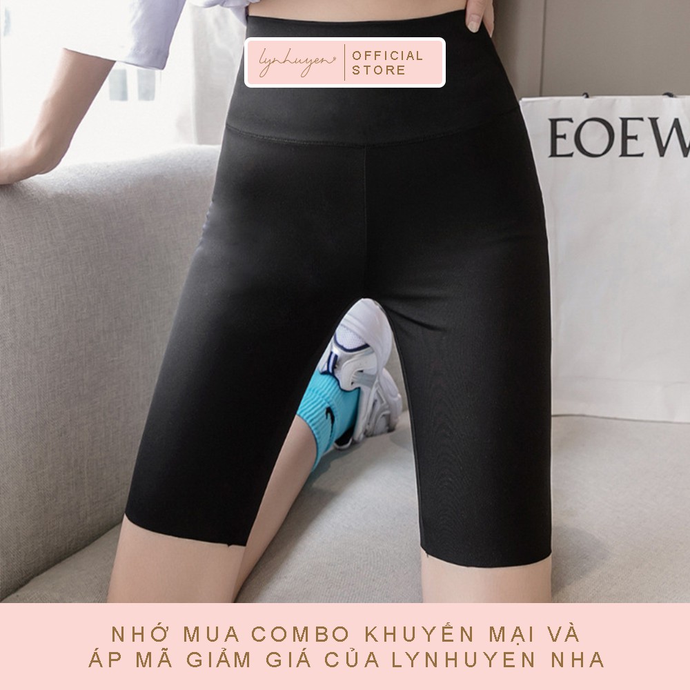Quần Legging Lửng Đùi Nữ Nâng Mông Cạp Cao Lynhuyen Màu Đen Q007