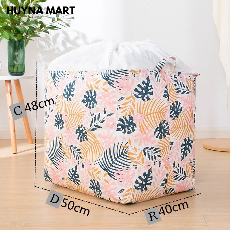 Túi Đựng Quần Áo Cỡ Lớn 100 lít HUYNA MART Vải Canvas Phong Cách Vintage