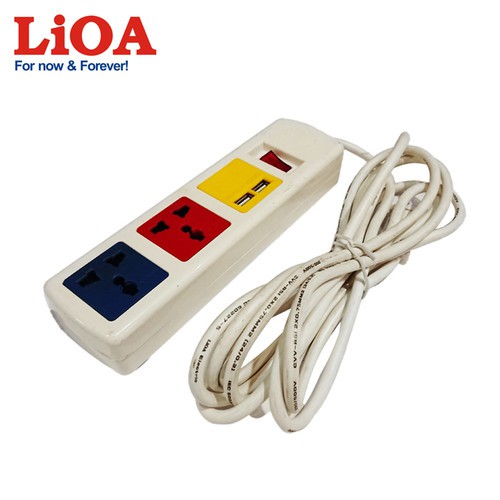 [2ổx2USBx3mx2200W] Ổ cắm điện LiOA - Ổ cắm kéo dài đa năng có cổng sạc USB 5V-1A LiOA - 3D32-NUSB